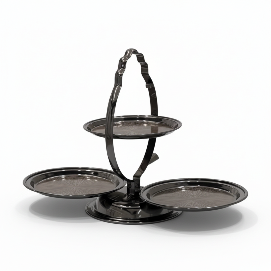 3-Tier Round Serving Stand Chrome - Mawaeen
