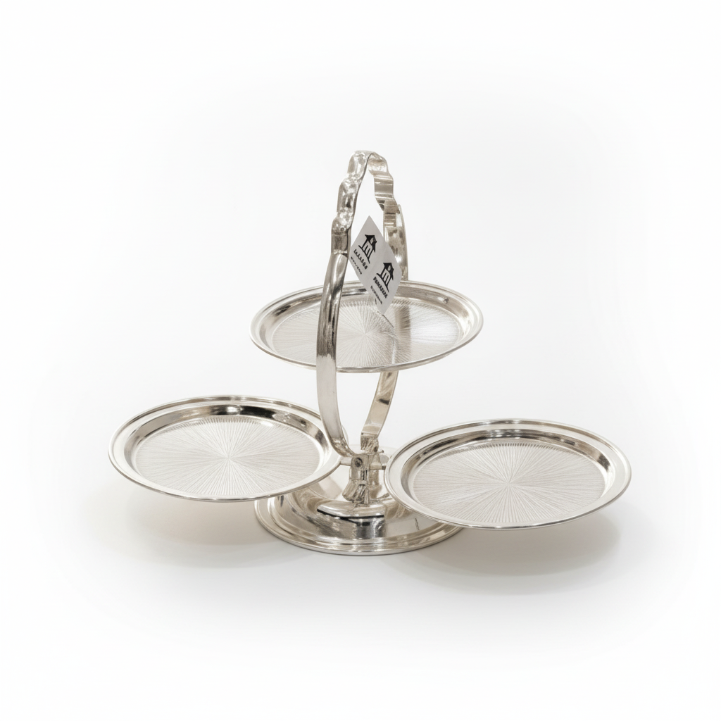 3-Tier Round Serving Stand Silver - Mawaeen