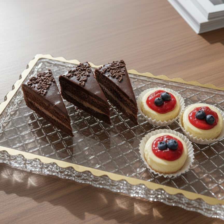 Mawaeen Luxury Glass Cake Plate – Golden Rim - Mawaeen