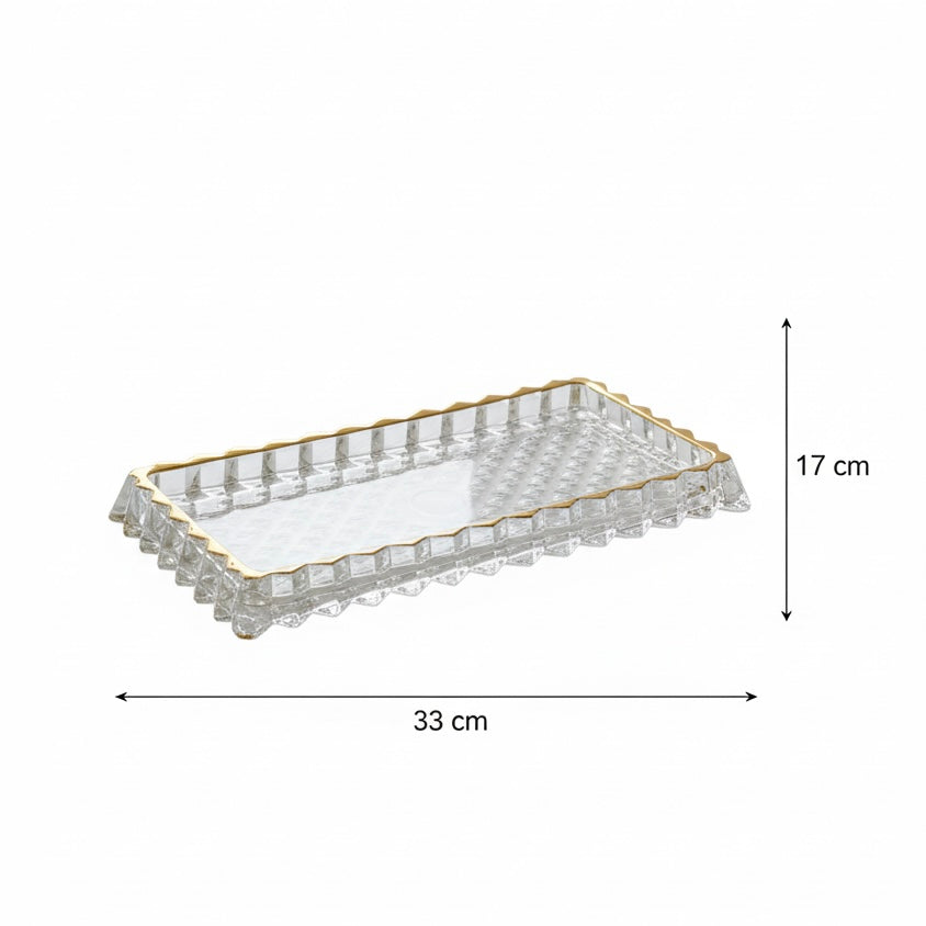 Mawaeen Luxury Glass Cake Plate – Golden Rim - Mawaeen
