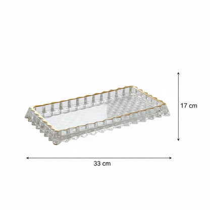 Mawaeen Luxury Glass Cake Plate – Golden Rim - Mawaeen