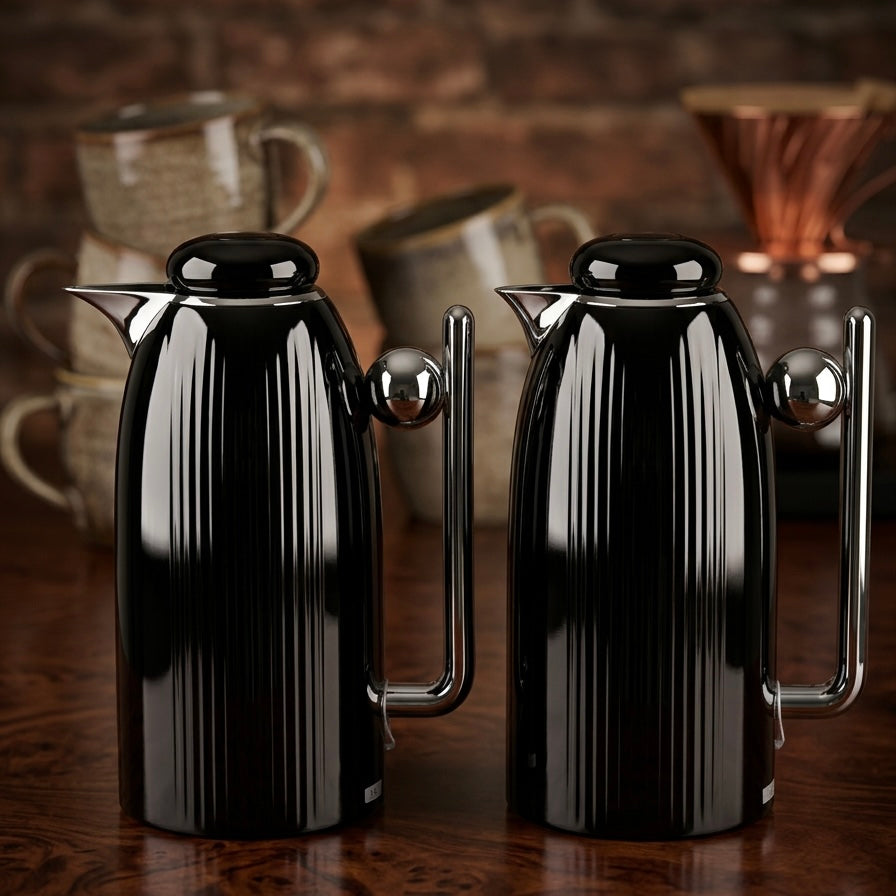 Premium Dallah Set Black/Silver– 1L & 1L - Mawaeen