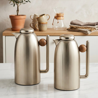 Premium Dallah Set Matt/Silver – 1L & 1L - Mawaeen