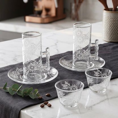 Tea & Coffee Serving Set Clear – 18 Pieces - Mawaeen