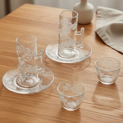 Tea & Coffee Serving Set Clear – 18 Pieces - Mawaeen