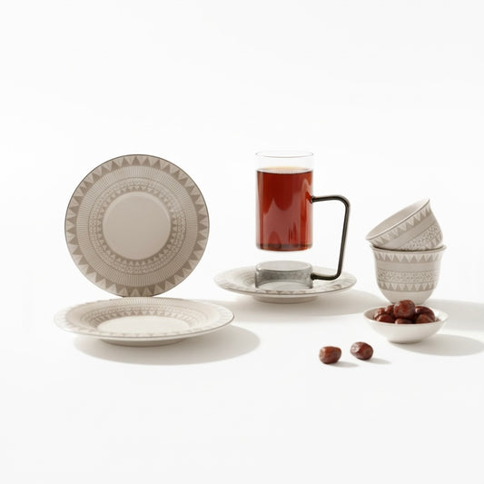 Tea & Coffee Serving Set W/Silver – 18 Pieces - Mawaeen