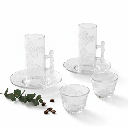 Tea & Coffee Serving Set Clear – 18 Pieces - Mawaeen