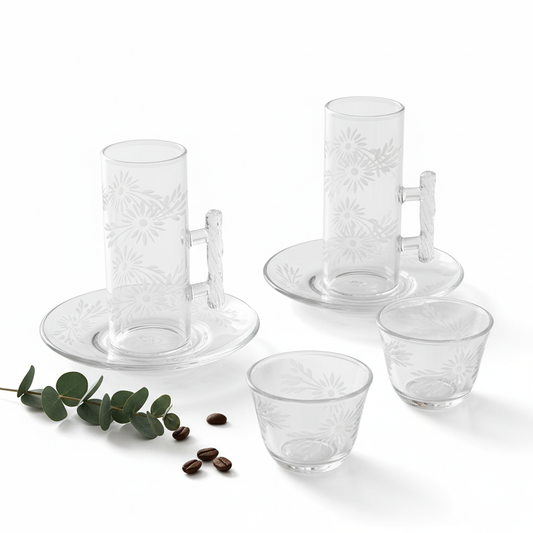 Tea & Coffee Serving Set Clear – 18 Pieces - Mawaeen