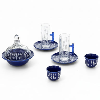 Tea & Coffee Serving Set Blue– 19 Pieces - Mawaeen