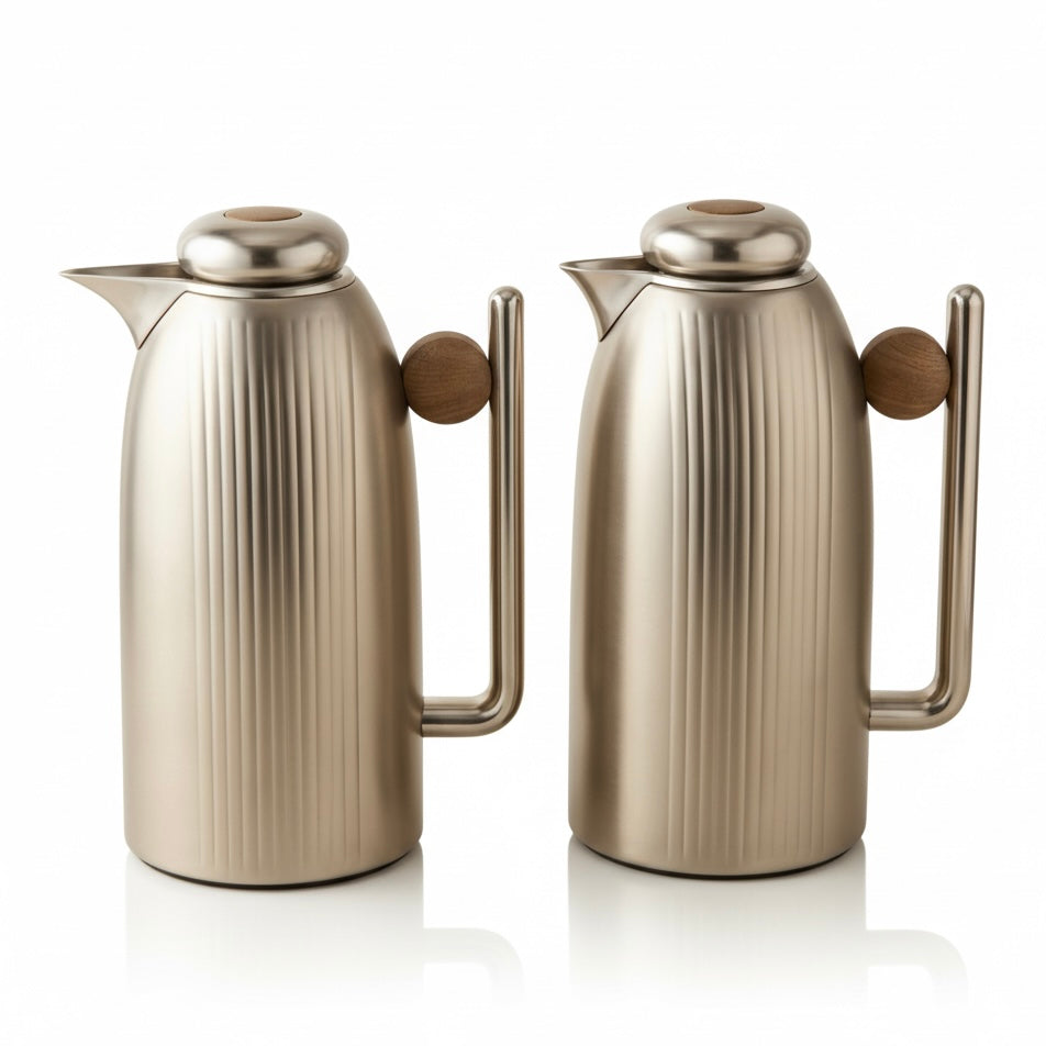 Premium Dallah Set Matt/Silver – 1L & 1L - Mawaeen