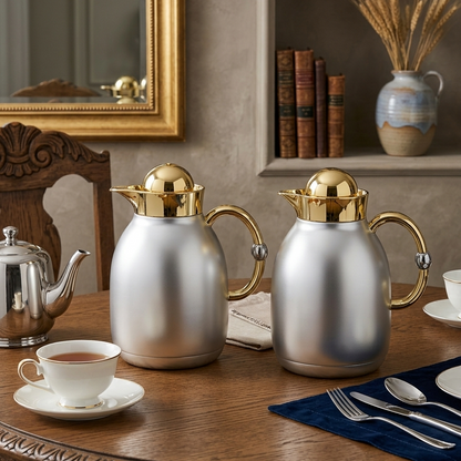 Regal Classic Dallah Set M/Silver Gold – 1L & 1L - Mawaeen