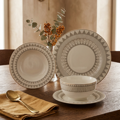 Dinnerware Set W/Silver – 24 Pieces (Service for 6) - Mawaeen