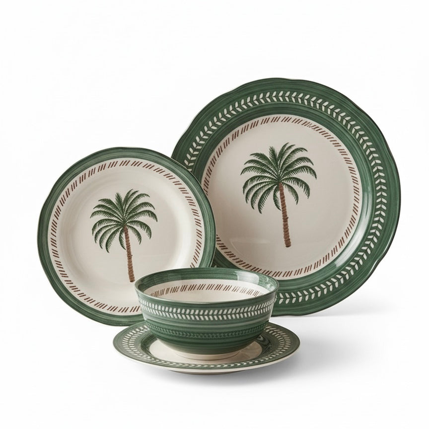 Dinnerware Set Nakhla Green – 24 Pieces (Service for 6) - Mawaeen
