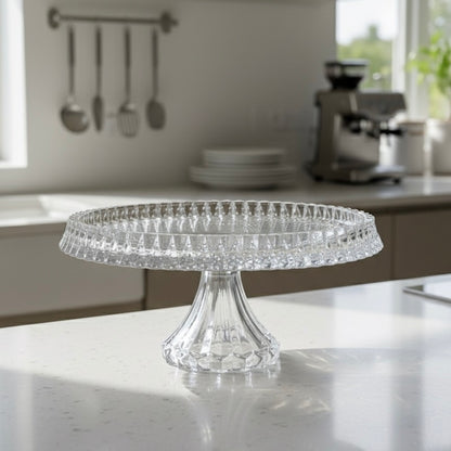 Mawaeen Round Luxury Glass Cake Stand Clear (L) - Mawaeen