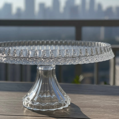 Mawaeen Round Luxury Glass Cake Stand Clear (L) - Mawaeen