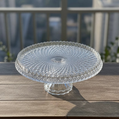 Mawaeen Round Luxury Glass Cake Stand Clear (L) - Mawaeen