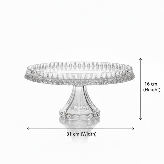 Mawaeen Round Luxury Glass Cake Stand Clear (L) - Mawaeen