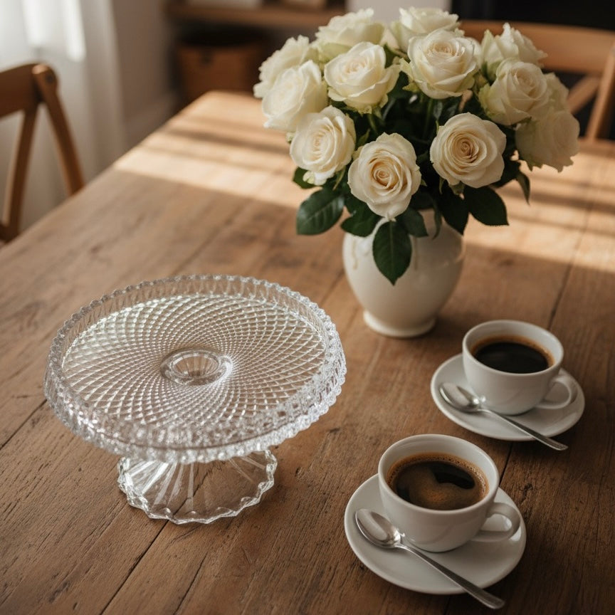 Mawaeen Round Luxury Glass Cake Stand (S) - Mawaeen