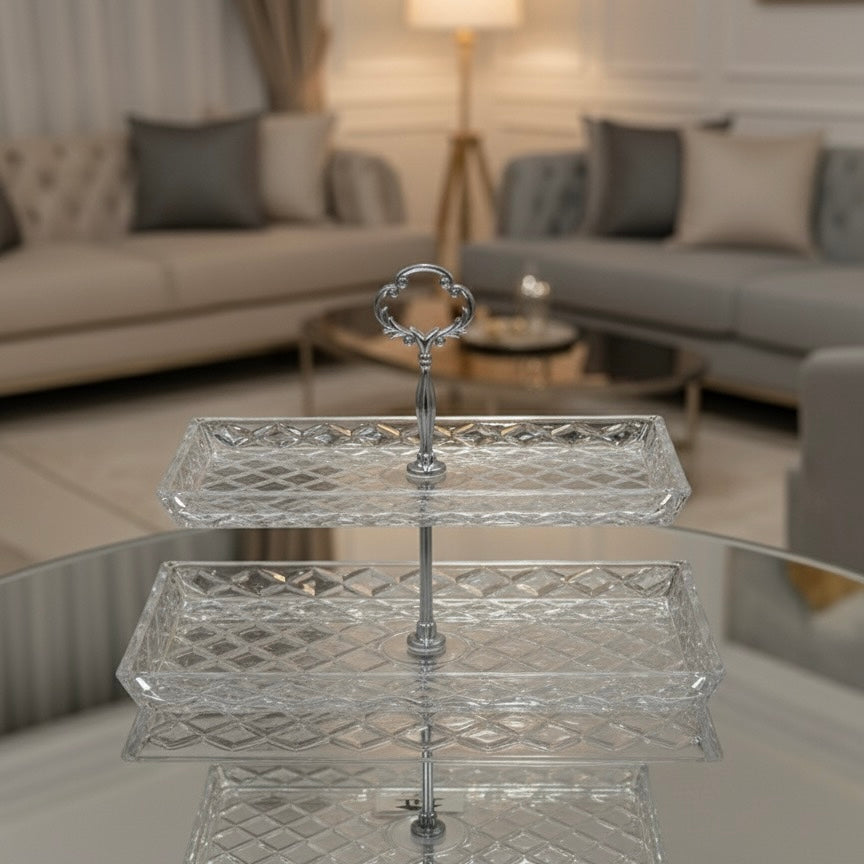 Mawaeen 2-Tier Luxury Glass Candy Plate – Elegant Serving Display - Mawaeen