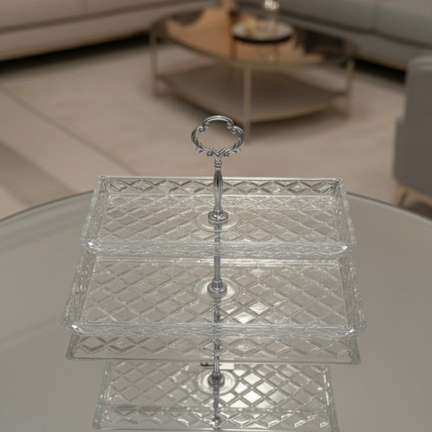 Mawaeen 2-Tier Luxury Glass Candy Plate – Elegant Serving Display - Mawaeen