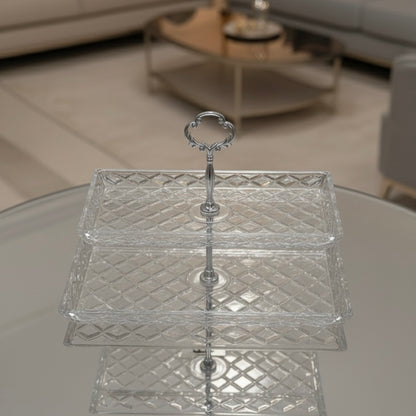 Mawaeen 2-Tier Luxury Glass Candy Plate – Elegant Serving Display - Mawaeen