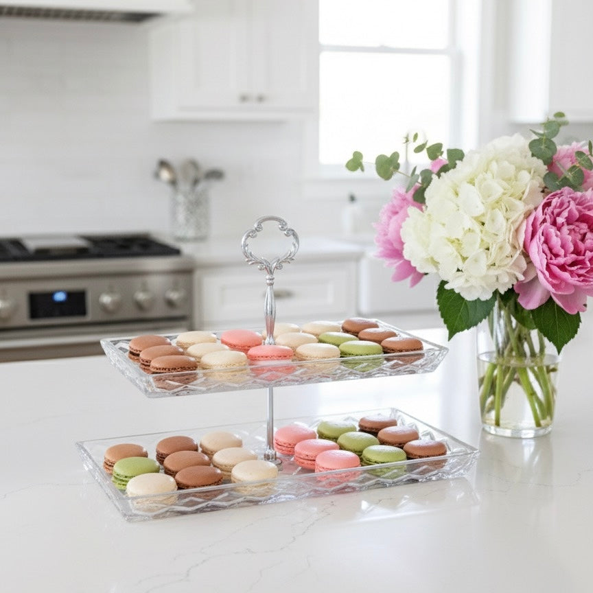 Mawaeen 2-Tier Luxury Glass Candy Plate – Elegant Serving Display - Mawaeen