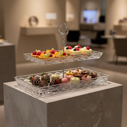 Mawaeen 2-Tier Luxury Glass Candy Plate – Elegant Serving Display - Mawaeen