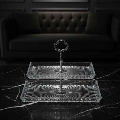 Mawaeen 2-Tier Luxury Glass Candy Plate – Elegant Serving Display