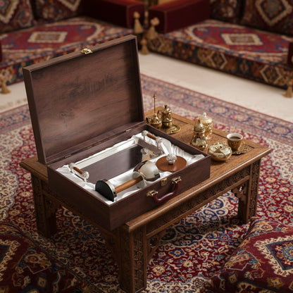 Luxury Incense Burner Gift Set in Wooden Box- W/Silver - Mawaeen