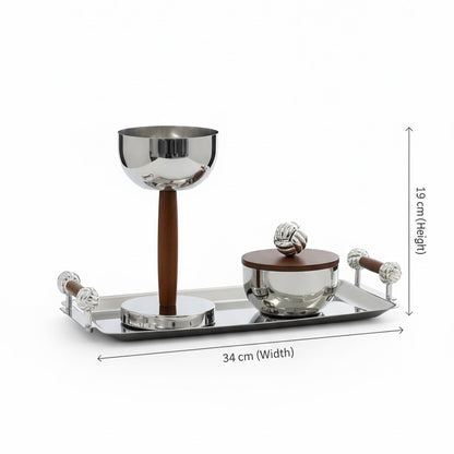 Luxury Incense Burner Gift Set in Wooden Box- W/Silver - Mawaeen