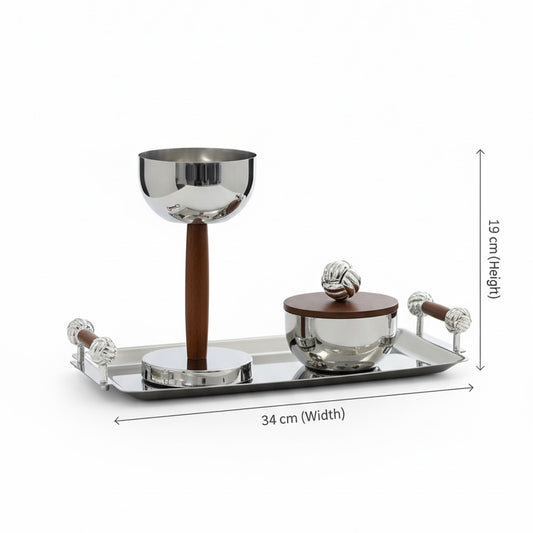 Luxury Incense Burner Gift Set in Wooden Box- W/Silver