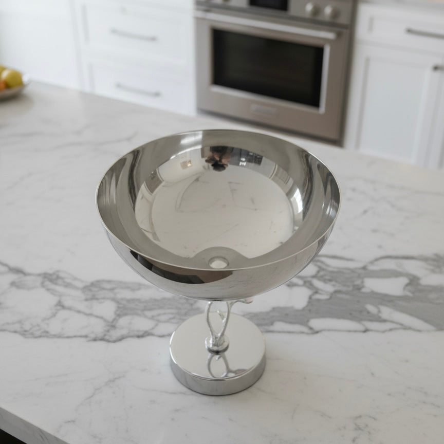 Mawaeen Luxury Fruit Bowl – Silver Floral Design (L)