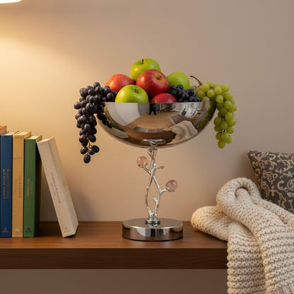 Mawaeen Luxury Fruit Bowl – Silver Floral Design (L)