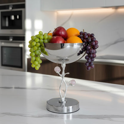 Mawaeen Luxury Fruit Bowl – Silver Floral Design (S)