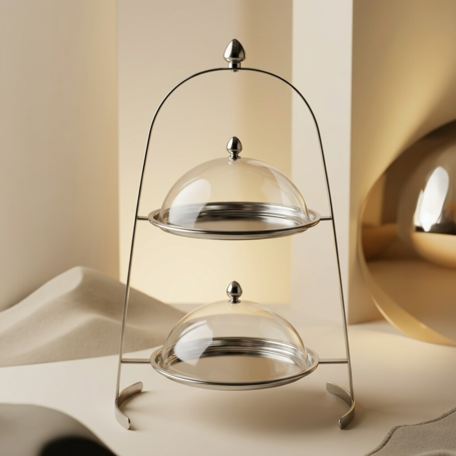 2-Tier Serving Candy Stand Silver - (L) - Mawaeen