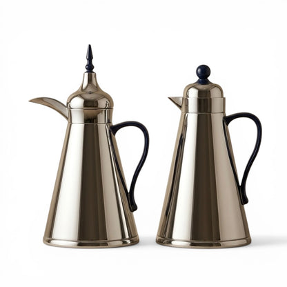 NGT 2-Piece Dallah Set Classic Design Silver Blue – 1L + 1L - Mawaeen