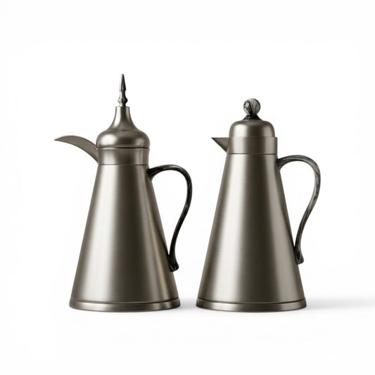 NGT 2-Piece Dallah Set Classic Design M/Silver Marble – 1L + 1L - Mawaeen