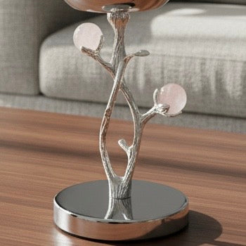 High-End Metallic Incense Burner Pink flower - Mawaeen