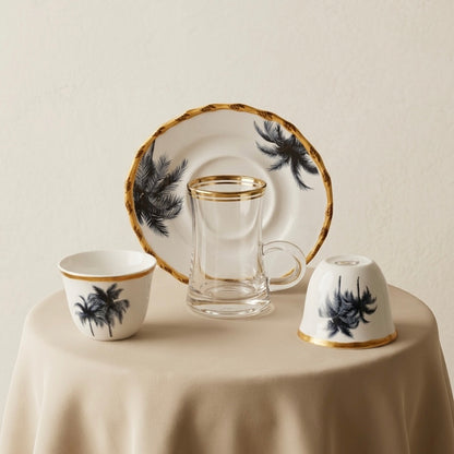 Premium 18-Piece Tea and Coffee Set - Nakhla Blue - Mawaeen