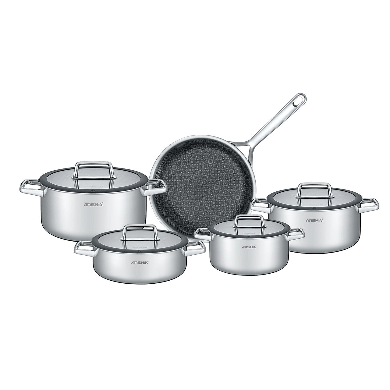 Arshia 9-Piece Stainless Steel Cookware Set - Mawaeen