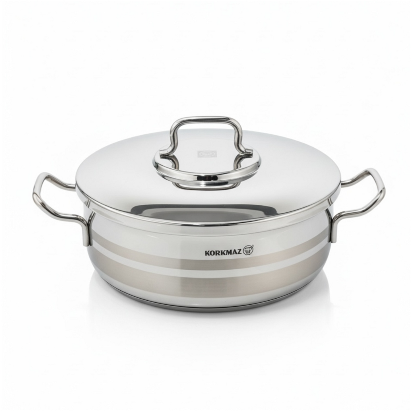 Korkmaz Stainless Steel Casserole 28×8 cm with Lid - Mawaeen