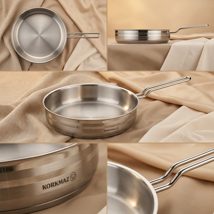 Korkmaz Stainless Steel Frypan 26*6.5 cm - Mawaeen