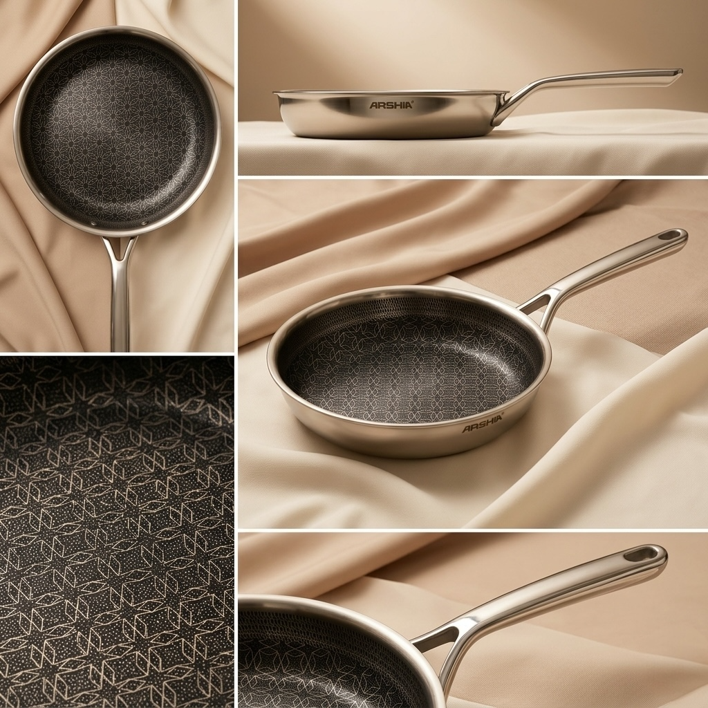 Arshia 20cm Hybrid Stainless Steel Non-Stick Fry Pan - Mawaeen