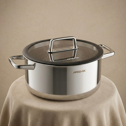 Arshia 24cm Hybrid Stainless Steel Non-Stick cooking pot with Lid - Mawaeen