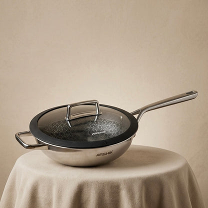 Arshia 30cm Hybrid Stainless Steel Fry Pan with Lid - Mawaeen