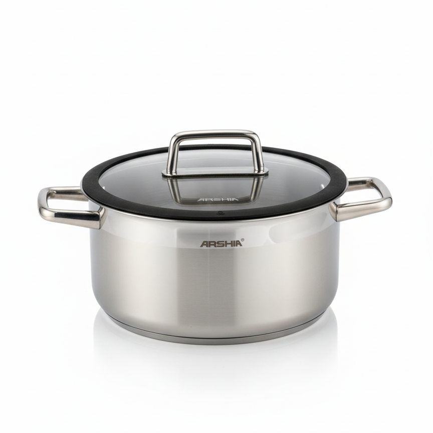 Arshia 24cm Hybrid Stainless Steel Non-Stick cooking pot with Lid - Mawaeen