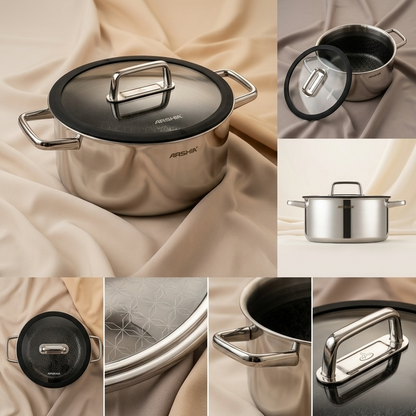 Arshia 24cm Hybrid Stainless Steel Non-Stick cooking pot with Lid - Mawaeen