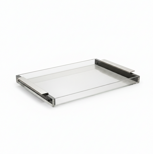Chrome & Clear Acrylic Serving Tray – (L) - Mawaeen