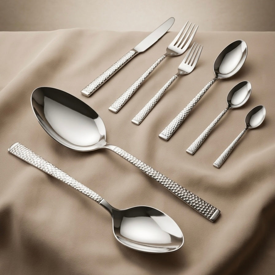 AlbenBerg Premium Stainless Steel Cutlery Set with Stand - Silver - Mawaeen