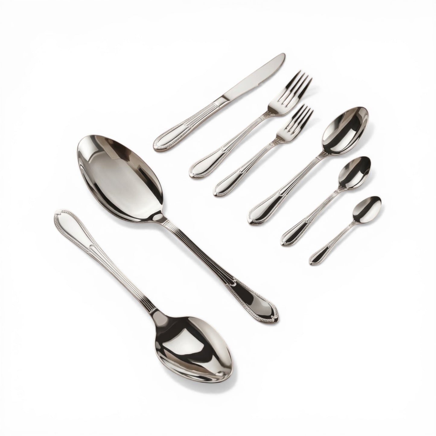 AlbenBerg Stainless Steel Cutlery Set with Stand - silver - Mawaeen